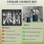 HOMQUEN 360° Rotating Utensil Holder, 6.3''+4.7'' Plastic Kitchen Utensil Holder - Image 4