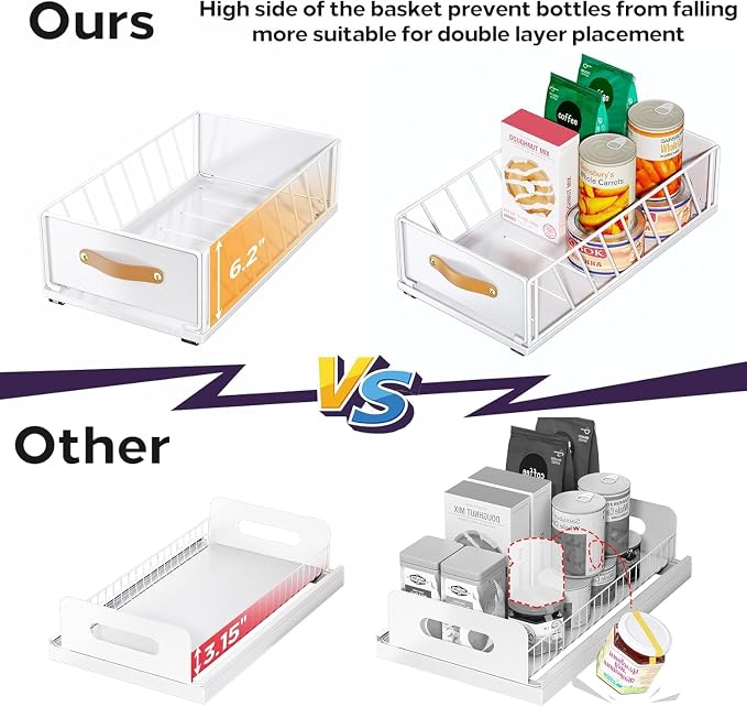 2Pack Pull out Cabinet Organizer, Heavy Duty Slide out Pantry Shelves Drawer - Image 4
