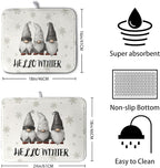 Winter Gnome Dish Drying Mat for Kitchen Counter 16x18 Christmas Snowflakes - Image 2