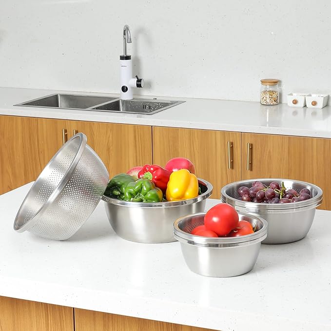 304 Stainless Steel Microporous Colander, 5QT Large Capacity - Image 2