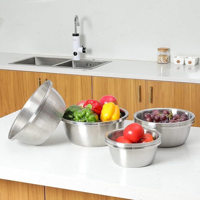 304 Stainless Steel Microporous Colander, 2.5QT Large Capacity - Image 2