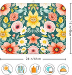 Large Blue Floral Spring Dish Drying Mat - Image 7