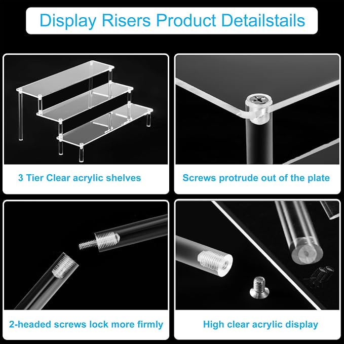 HENABLE Large Acrylic Display Risers, Perfume Stand Organizer, Tabletop Use - Image 4