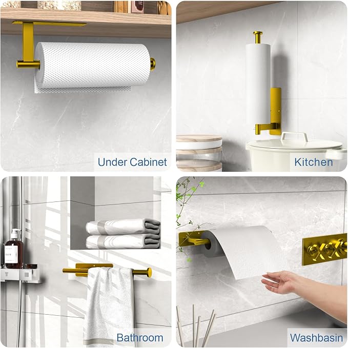 CUXIXA Paper Towel Holder Under Cabinet, Upgraded Adhesive Paper Towel Holder - Image 2