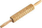 TableCraft Embossed Beech Wood Rolling Pin – 15.25 Inches, Snowflake Imprint by TableCraft