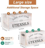 2 PC Wooden Utensil Holder, （With 4-Compartments size*1 + 3-Compartments - Image 2