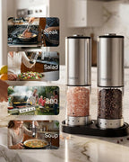 TOMEEM Rechargeable Electric Salt and Pepper Grinder Set, 115ml Large Capacity - Image 7