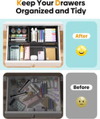 10 Pack Large Size Plastic Drawer Organizers Set, 3 Sizes Desk Drawer Organizer - Image 4