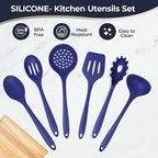 Culinary Couture Blue Silicone Kitchen Utensils Set of 6, Non-Stick - Image 4