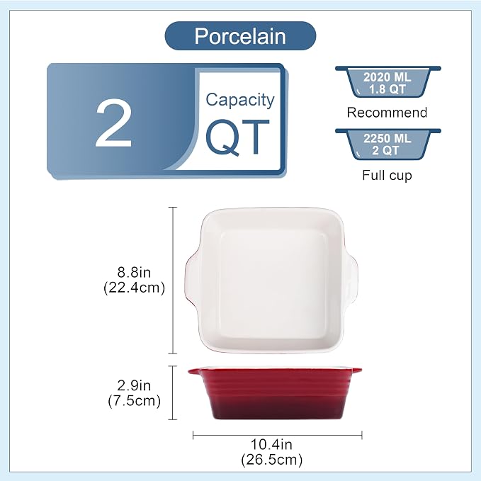 LOVECASA 8x8 inch Baking Pan, 2 Quart Square Cake Pan Baking Dish - Image 2