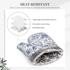Vintage Flower Blue and White Leaves Oven Mitts and Pot Holders Sets of 4 - Image 3