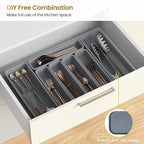 7 Pack Silicone Silverware Drawer Organizer, DIY Free Combination Kitchen - Image 5