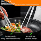 12-Inch Stainless Steel Kitchen Tongs Set, Straight & Round Edge Cooking - Image 4