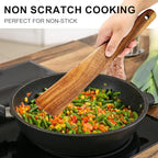 8 Pcs Best Non Toxic Kitchen Utensil Set Teak Wooden Cooking Spoons Nonstick - Image 5