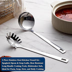 Berglander Kitchen Ladle Spoon and Spaghetti Spoon Set 2 pieces, Pasta Spoon - Image 3