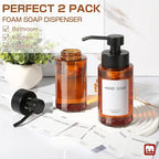 GMISUN Glass Foaming Soap Dispenser, 10 Fl oz / 300ml Amber Glass Soap Dispenser - Image 3