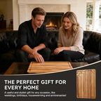 2 Pack Teak Wood Cutting Board Set Non Slip Over Sink Charcuterie Board Serving - Image 9