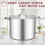 TeamFar 20QT Stock Pot, Stainless Steel Stockpot Large Induction Cooking Pot - Image 2