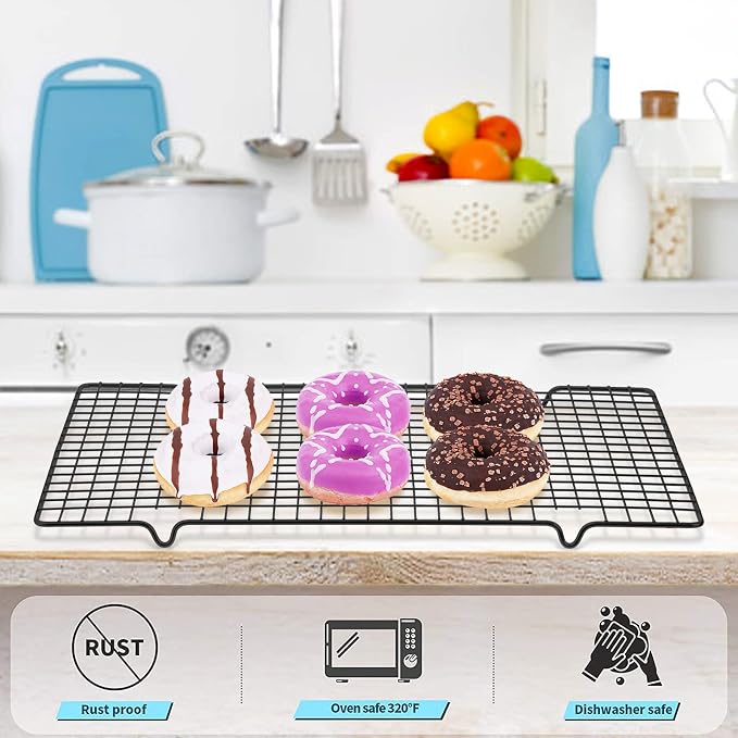 Tebery 4 Pack Black Heavy-Duty Wire Cooking Rack Baking Racks, Nonstick Baking - Image 5