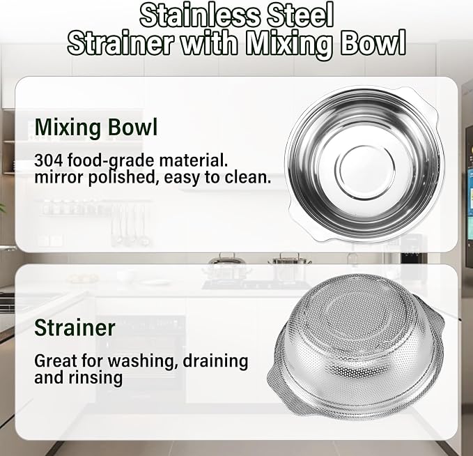 Stainless Steel Colander, 4.5QT Large Capacity - Image 3
