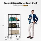 DUMOS 4-Tier Metal Wire Storage Shelves, Adjustable Standing Storage Rack Shelf - Image 3