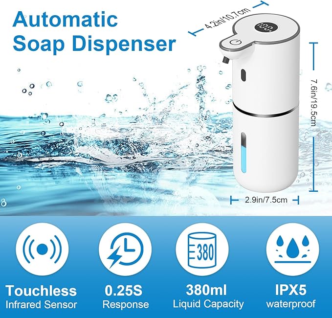 OHIFAST Automatic Liquid Soap Dispenser Touchless, USB Rechargeable Smart Hand - Image 2