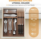 TIOPGHAD Small-Bamboo-Silverware-Drawer-Organizer, Expandable Utensil Kitchen - Image 2