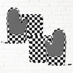 Black White Checkered Oven Mitts and Pot Holders Sets of 4, Heat Resistant - Image 6