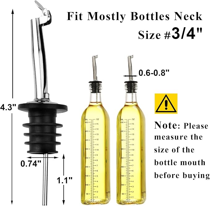 2 Pack Oil Pourers with Flip Top, Olive Oil Dispenser, Speed Pour Spouts - Image 4