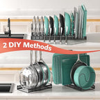 ORDORA Pots and Pans Organizer Under Cabinet, Expandable 11.8"-22.8" Pot Lid - Image 5