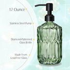 COHOSEGE 17 Oz Green Glass Kitchen Soap Dispenser - Image 2