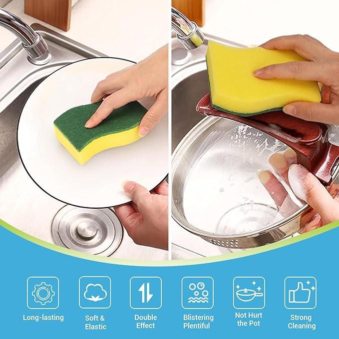 AIDEA Sponges Kitchen, 24 Pack Heavy Duty Dish Sponge, Cleaning Dish Scrubber - Image 2