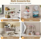 YUNEASELF Clear Cabinet Organizer: Acrylic Shelf Riser Set of 4 - Image 6