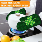Green Clover Oven Mitts and Pot Holders Sets 4Pcs, Extra Long Oven Gloves - Image 6