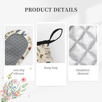 Vintage Floral Oven Mitts and Pot Holders 3Pcs, Retro Floral Silicone Oven - Image 3