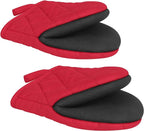 Short Oven Mitts, Heat Resistant 500°F, Silicone Grip Kitchen Gloves, Non-Slip by GOLDMEET