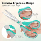 QMVESS 8.5" Scissors All Purpose 3 Pack, Ultra Sharp 2.5mm Thick Blade Scissors - Image 4