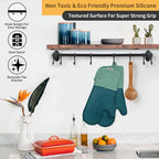 Silicone Oven Mitt Pack, Cotton Lined Gloves, Long Cooking Mitts and Trivet Mats - Image 6