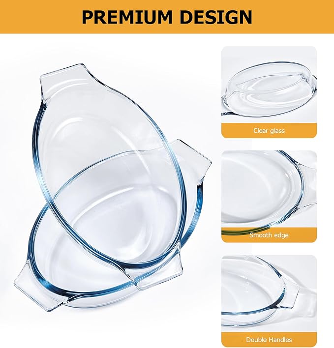 Mini Casserole Dish Oval 2 Pack, 13oz Glass Baking Dish, Banana Split Bowls - Image 2