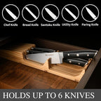 In-Drawer Knife Block with 5 Pieces Knives, Bamboo Knife Drawer Organizer - Image 4