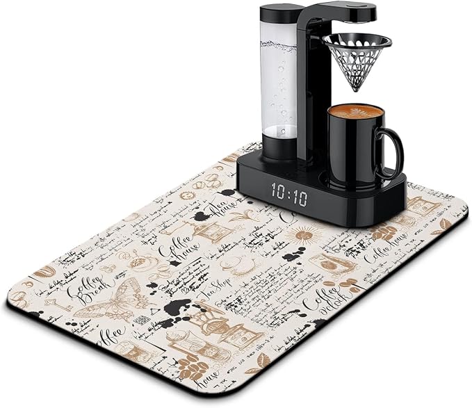 Coffee Mat 23inx15in, Coffee Bar Mat by Kuyig+Home