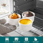 vancasso 8 oz Ramekins with Lid, Porcelain Creme Brulee Souffle Dishes - Image 4