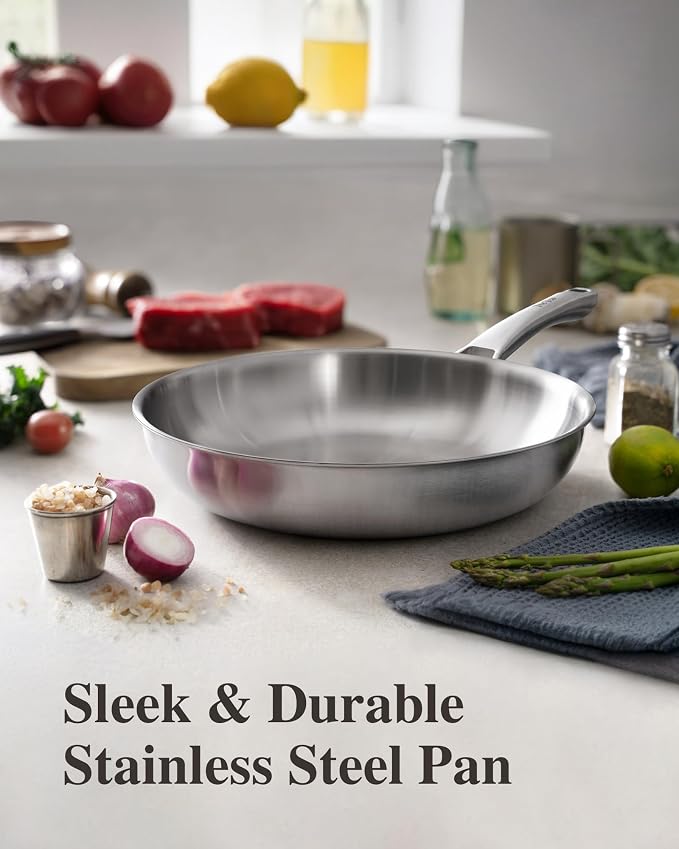 Stainless Steel Pans, Stainless Steel Cookware Set, 8/10/12 Inch - Image 2