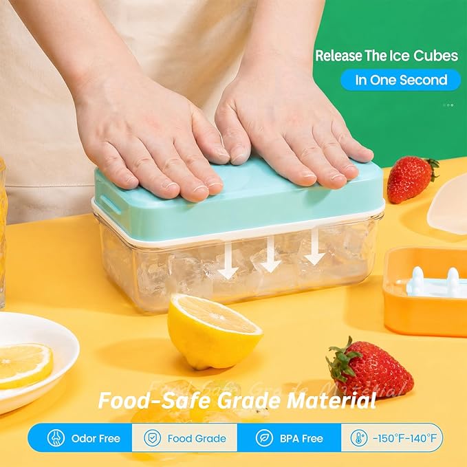 Ice Cube Tray with Lid and Bin, PHINOX 56 pcs Ice Trays - Image 3