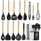14 PCs Black Silicone Cooking Utensils Set by V-TOWER