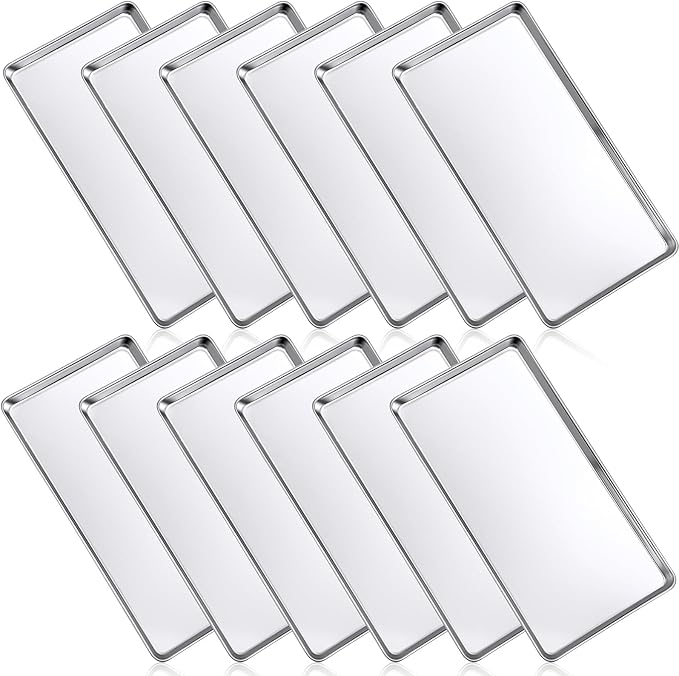 Mimorou 12 Pcs Baking Sheet Stainless Steel Cookie Small Metal Sheet Pans by Mimorou