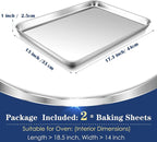 P&P CHEF 17.3 Inch Baking Cookie Sheet, Oven Pan Tray Stainless Steel Sheet Pan - Image 2