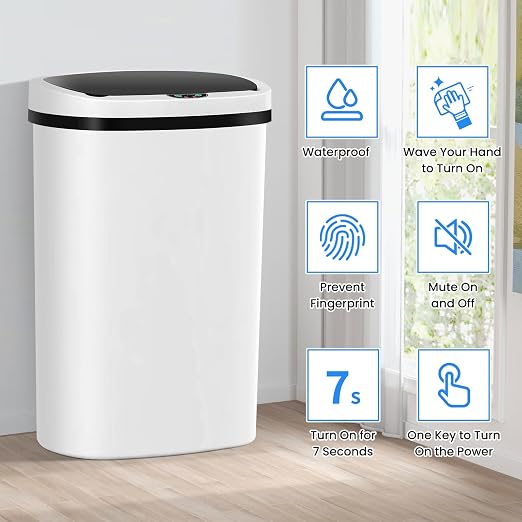 13 Gallon Trash Can, 50Liter Plastic High-Capacity Automatic Kitchen Trash Can - Image 3