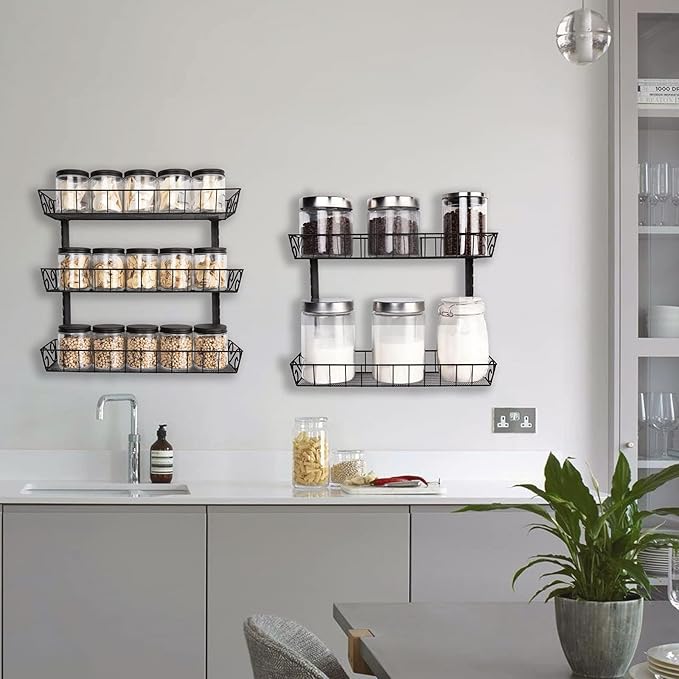 SWOMMOLY Adjustable Wall Mount Spice Rack, 9-Tier Dual-use Organizer - Image 4