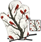 Christmas Pot Holders and Oven Mitts Set of 3, Winter Red Cardinal Kitchen - Image 2